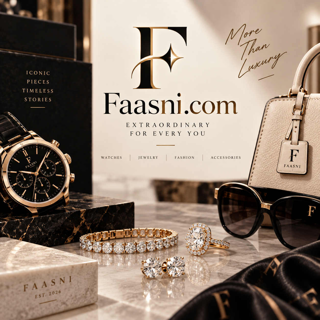 Faasni luxury watches, jewelry, fashion and accessories